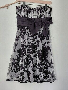 Speechless Y2K Strapless Black/white Floral Babydoll Goth Fairy Cocktail Dress